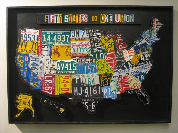 Boxed Cutout License Plate Map of the USA