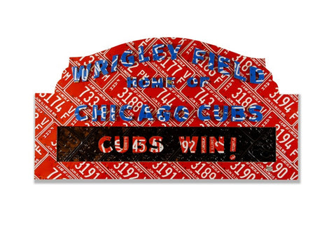 Unique Wrigley Field Sign made from license plates