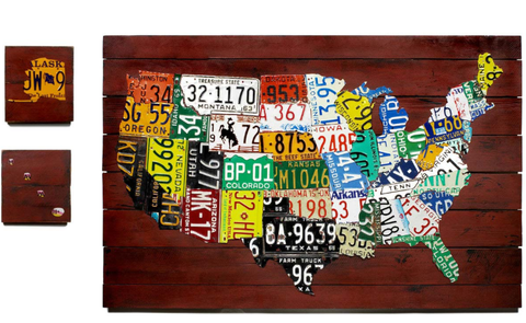 LICENSE PLATE MAP OF THE US UNITED STATES USA TRAVEL oil paintings