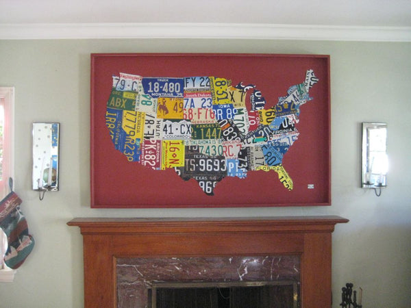 Boxed USA License Plate Map